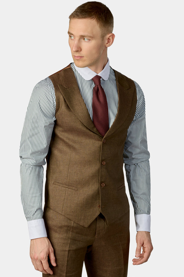 Brown effortless elegance jakkesæt med vest