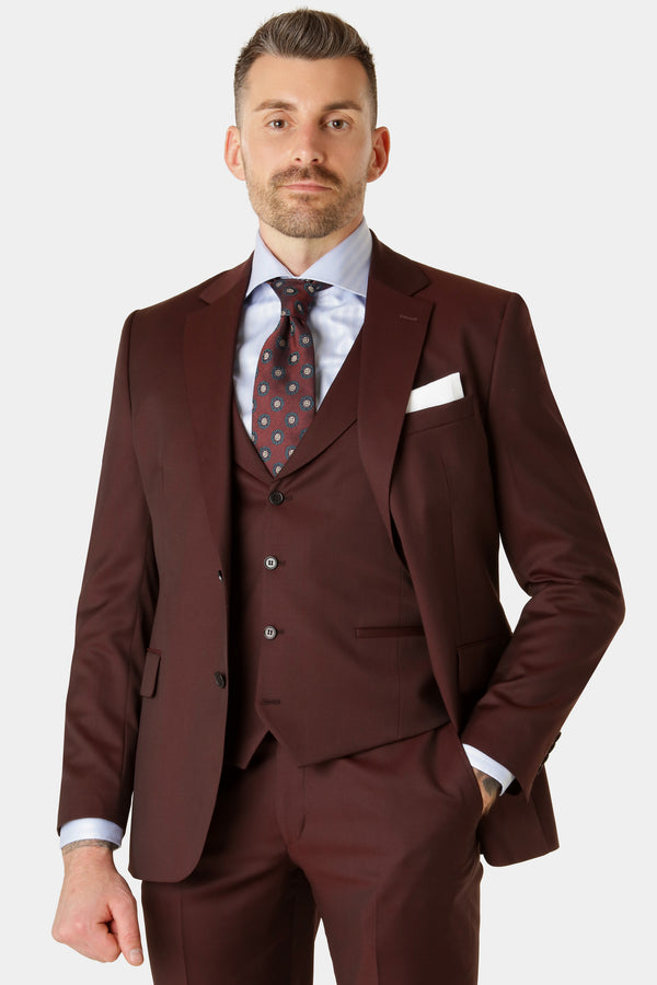 Oxblood jakkesæt med vest