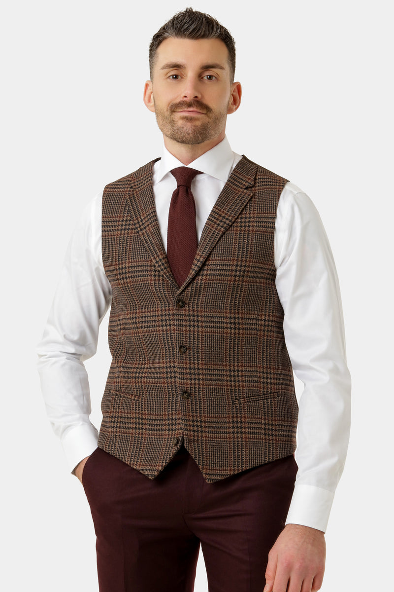 Houndstooth tweed broken suit med vest