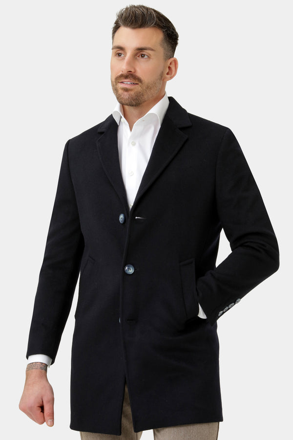 Uldfrakke lang Melton navy