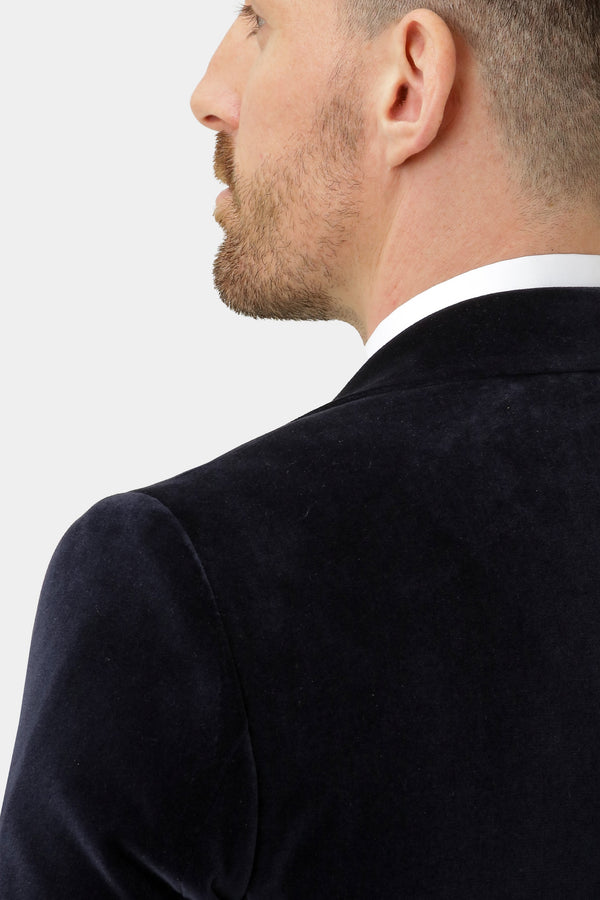Navy velour smoking jakke