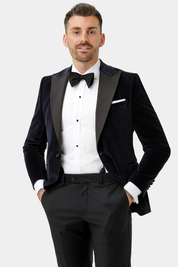 Navy velour smoking jakke